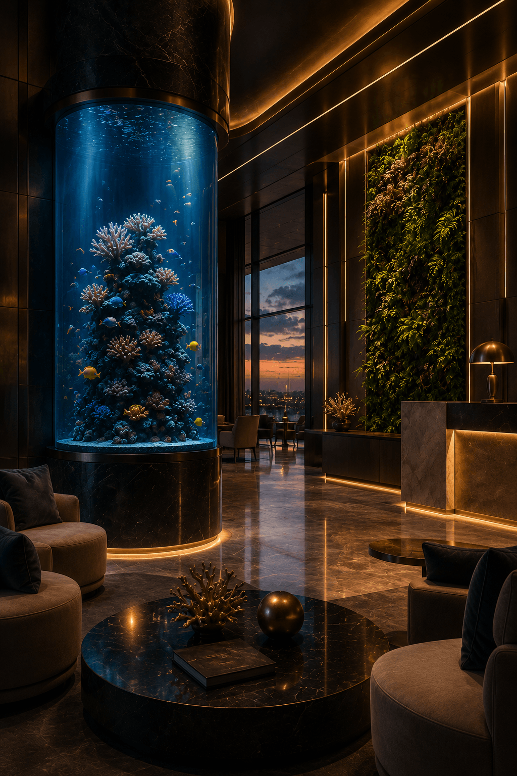 Premium aquatic interior used as a calm prelaunch closing image for Frescalo.